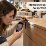 Oględziny krawędzi komody z latarką i telefonem – ilustracja AI